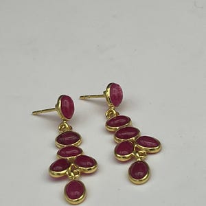 Ruby Silver Earring,Ruby Jewellery,Dangle Earring, Real Ruby Earring,Red Color Earring Gemstone Studs, Dangling image 3