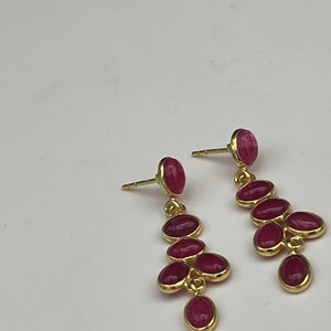 Ruby Silver Earring,Ruby Jewellery,Dangle Earring, Real Ruby Earring,Red Color Earring Gemstone Studs, Dangling image 4