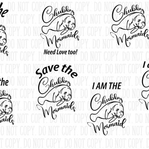 Chubby Mermaids Manatee SVG, JPEG and AI Files included
