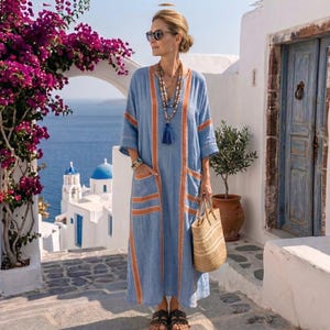 beach cover up dress for older ladies Women's Catalina Beach Cover-Up Dress by Coolibar Misty Aqua Size S UPF 50+ ZnO Fabric main image 0