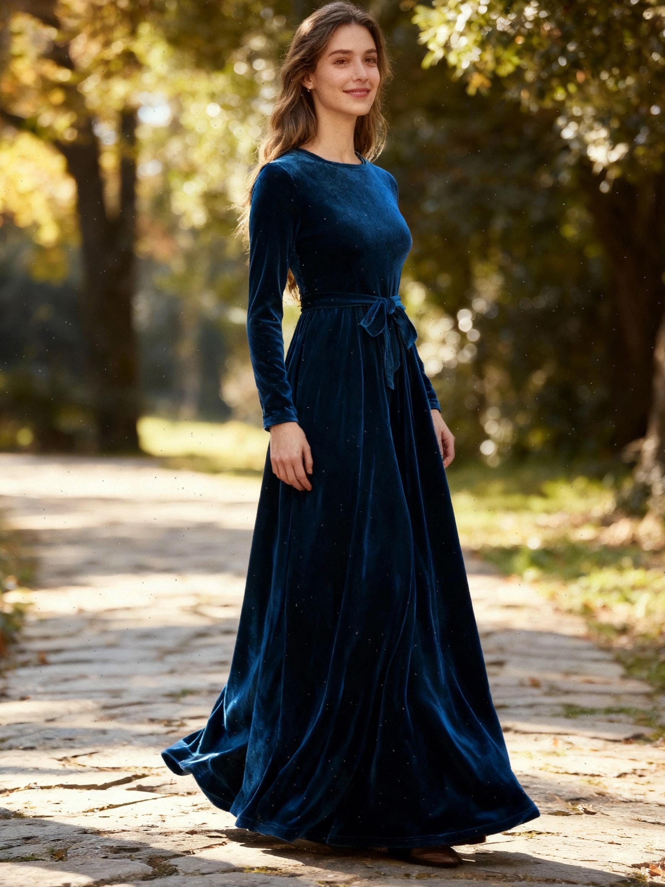 navy blue dress for baby girl Farm Rio Winter Tapestry Ruched Maxi Dress main image 1