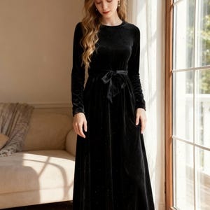 Black Velvet Floor Length Dress - Etsy