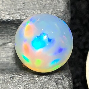 Opal sphere natural ethiopian rainbow fire stone, untreated 2.55 carats loose opal ball, 7 MM genuine ring size gemstone