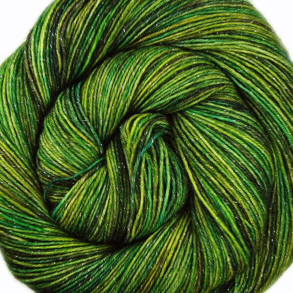 ooak glitter sock yarn DISORGANIZED PARTY GIRL hand dyed sw merino nylon stellina fingering weight 3.5oz 435 yards