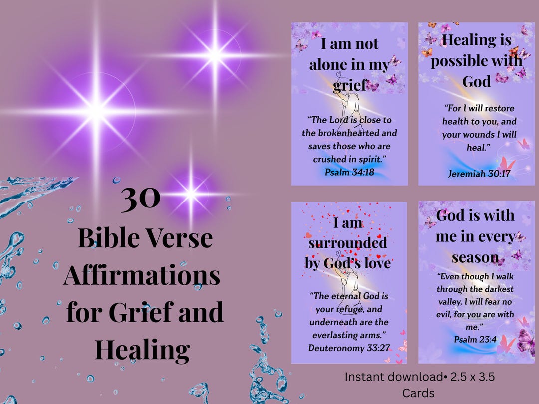 Christian Grief Healing Scripture Cards • 30 Affirmations for Daily ...