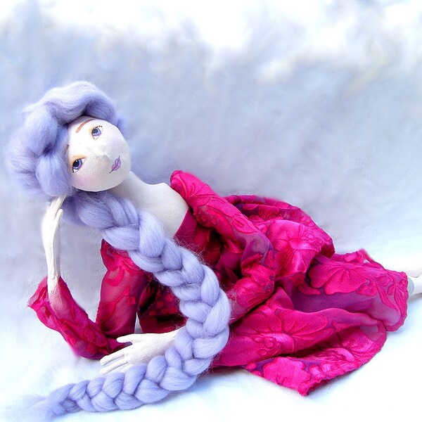 Rosa arte muñeca articulada hecha a mano muñeca Pascua madre día primavera suave escultura OOAK suave muñeca de trapo