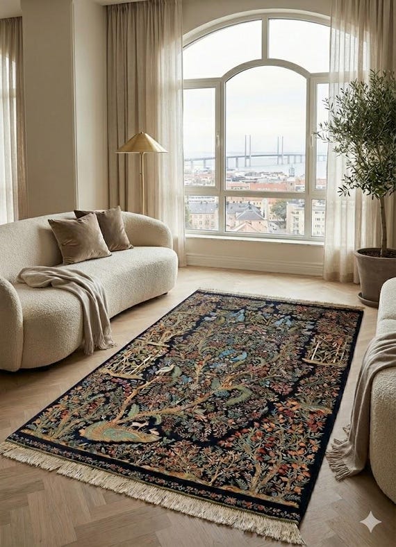 Luxus Perser Teppich aus Bambus Seide 100 x 150 cm - Roboter-gewebt &  Hand-geknpfte Kanten - Etsy.de
