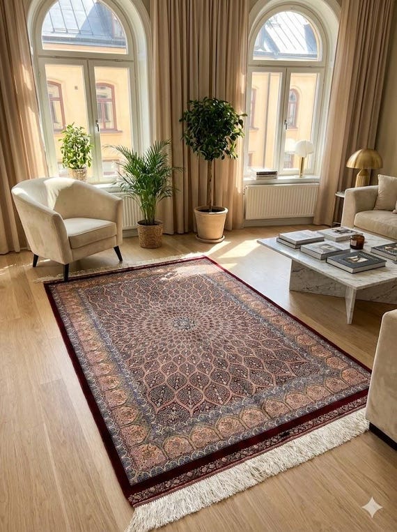 Persischer Bambus Teppich 100 x 150 cm - Robotergewebt und mit  handgeknpften Kanten - Etsy.de