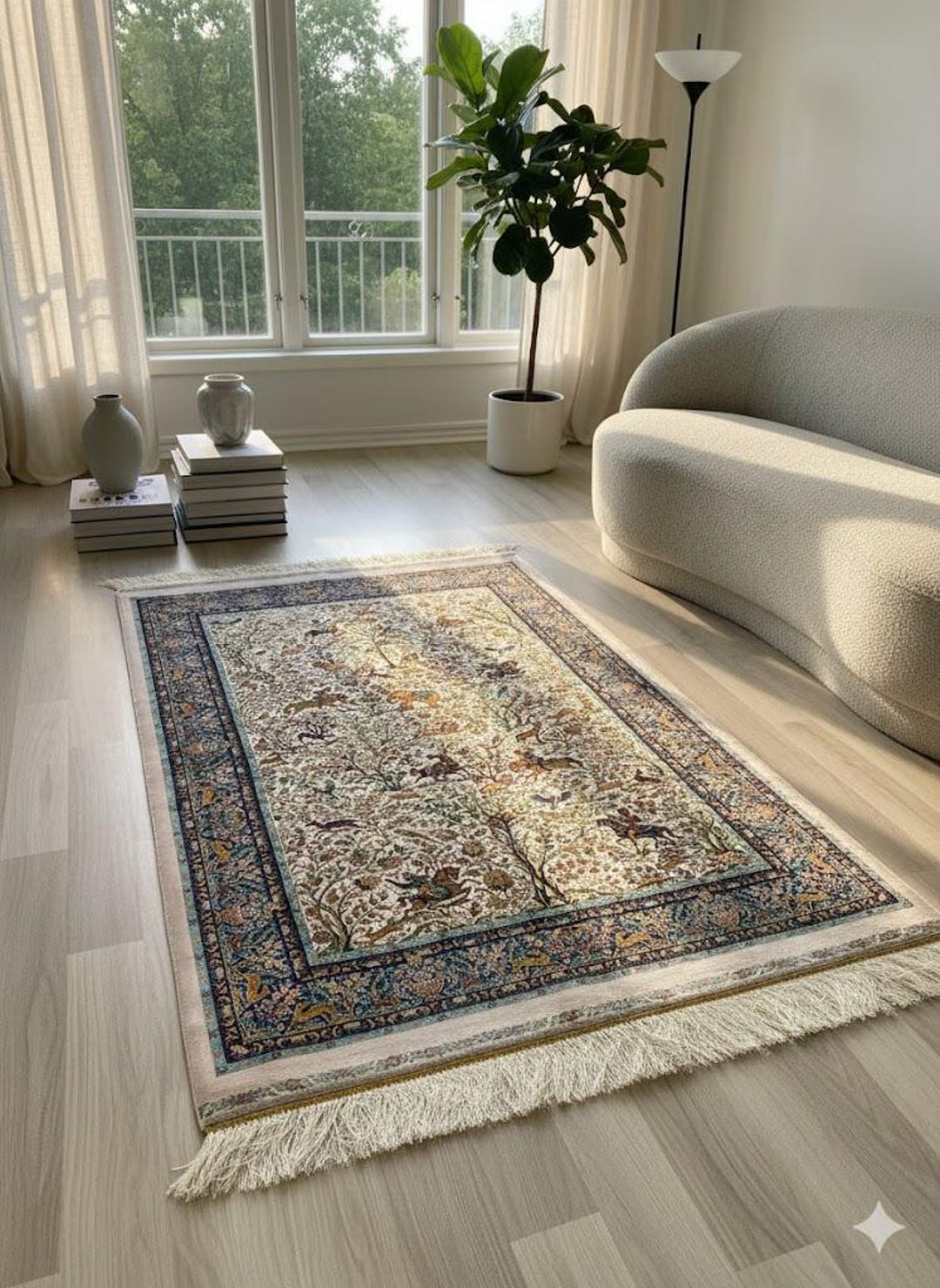 Bamboo Silk Persian Rug 3x5 Ft / 100x150 Cm – Robot-woven & Hand ...