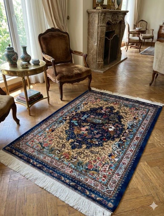 Luxus Perser Teppich aus Bambus Seide 100 x 150 cm - Roboter-gewebt &  Hand-geknpfte Kanten - Etsy.de