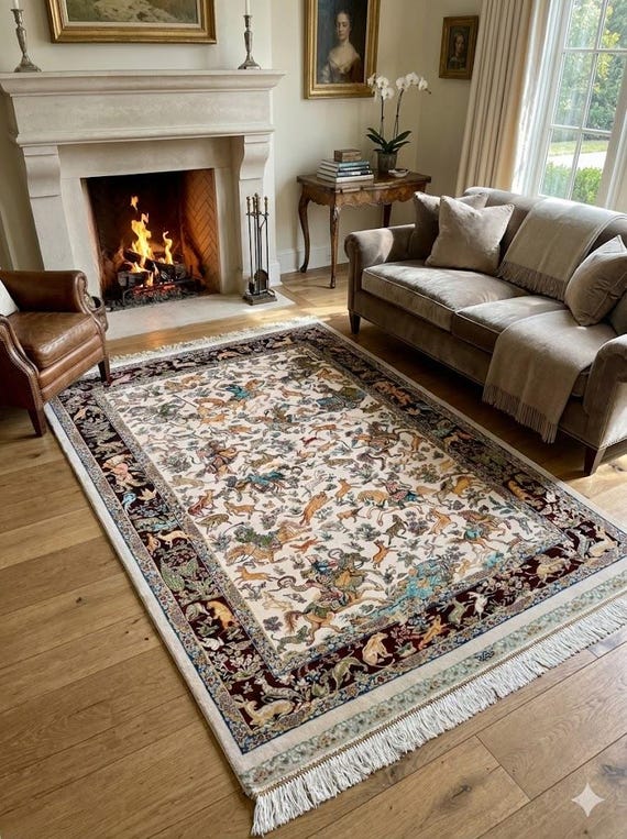 Luxus Perser Teppich aus Bambus Seide 100 x 150 cm - Roboter-gewebt &  Hand-geknpfte Kanten - Etsy.de