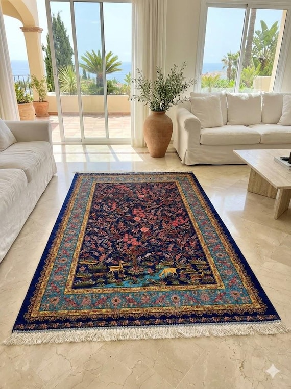 Persischer Bambus Teppich 100 x 150 cm - Robotergewebt und mit  handgeknpften Kanten - Etsy sterreich