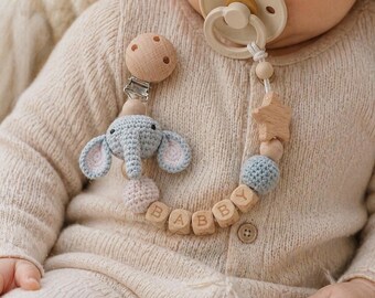 Clip para chupete con nombre personalizado, soporte para chupete personalizado para bebé, regalo bohemio neutro para bebé, accesorio hecho a mano para recién nacido, regalo para baby shower