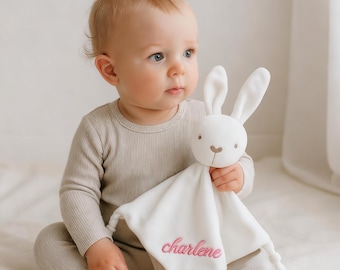 Personalized Baby Comforter: Embroidered Name, Soft Cotton, Animal Style,Easter gift for kids