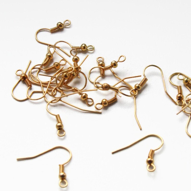 50 Gold Earring Hooks, Gold French Earring Hooks, Gold Earwires F 20