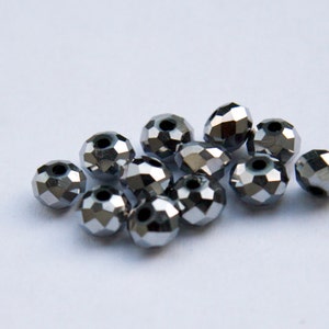 Silver faceted rondelle beads 6x4 mm G 50 007 image 1