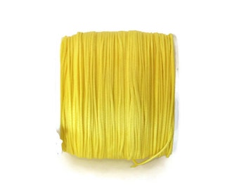 Neon Yellow Waxed Polyester Cord, Neon Yellow Nylon Bead Cord, Macrame Cord, Bracelet Cord (0.8mm) 10m - 11yards  S 40 005