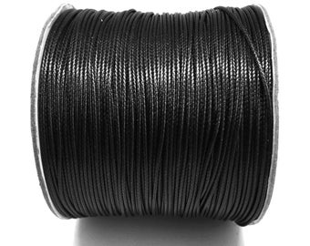 Black Korean Wax Cord,  Waxed Polyester Cords 0.8mm Stringing Macrame S 40 295