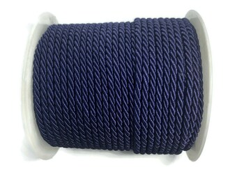 3mm Marine blau Satin verdreht Schnur, gewickelt Faden schnur, Polyester geflochtene Schnur, blaue Seil Schnur S40299