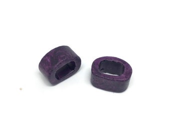 Purple Ceramic Bead, Tube Slider for Oval Cord, Licorice Cord 10x6mm Large Beads C 10 455