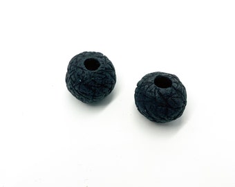 Textured Beads, Large Black Beads, Large Round Beads, Large Textured Ceramic Beads 23mm C 10 476