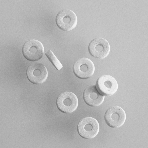 30 pcs White Round Washer, Greek Ceramic Beads, Disc Ceramic Beads, Spacer Disc - 8mm  C 10 320