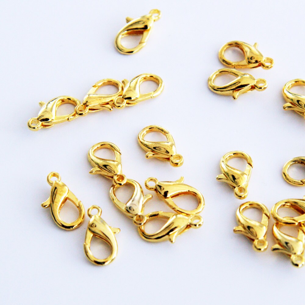 20 Large Gold Lobster Clasp Claw Gold Lobster Claws Plated Etsy