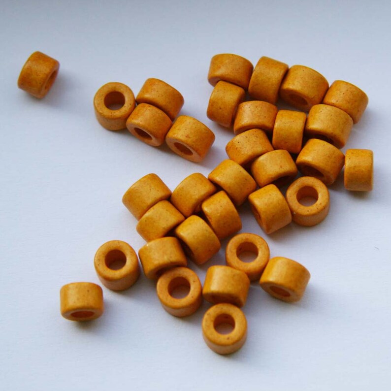 Greek Ceramic Tube Beads, Yellow Ceramic Beads Yellow Tubes 30 Pcs C 10