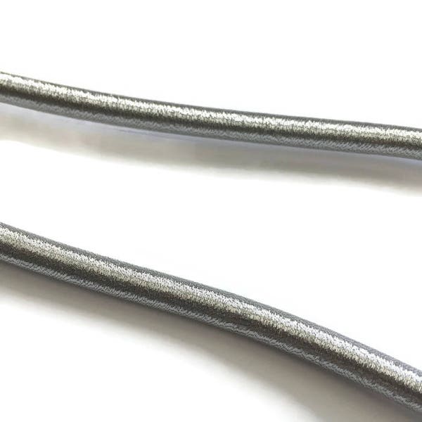 5mm Silver Metallic cord,  Silver Cord, Silver Thread Cord,  Rubber Cord S 40 193