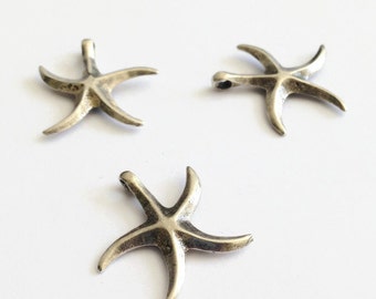 Starfish Charms, Antique Silver Starfish Charm 26x24  P 30 050