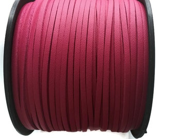 Leather Suede Cord, Pink Suede Cord, Pink Faux Leather Suede Cord, Pink Coated Suede Leather (3yards- 2.7m)  S 40 154