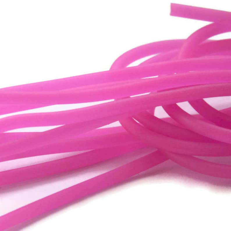 3mm 1 yard 1 meter S 40 052 Silicon Bracelet Cords Hot Pink Fuschia Silicon Cord