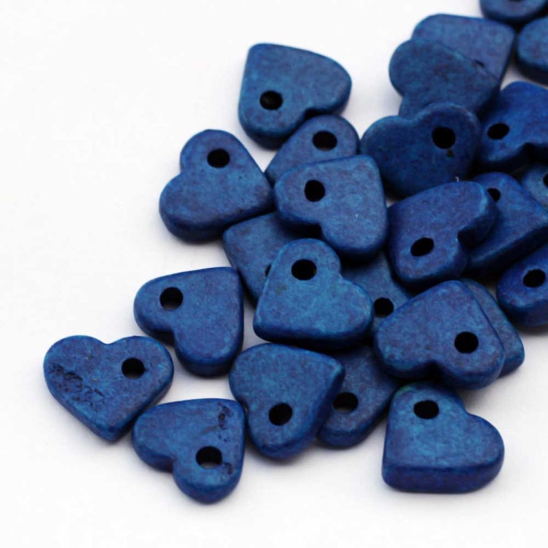 Dark Blue Ceramic Heart Beads 30pcs C 10 019 Etsy
