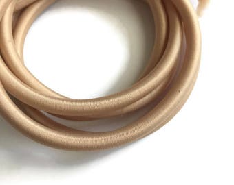 5mm Beige Fabric Cording, Rubber Cord, DIY Fabric Bracelet, Rubber Cord, Hollow Fabric Cord, Polyester Thread Rubber Cord S 40 197