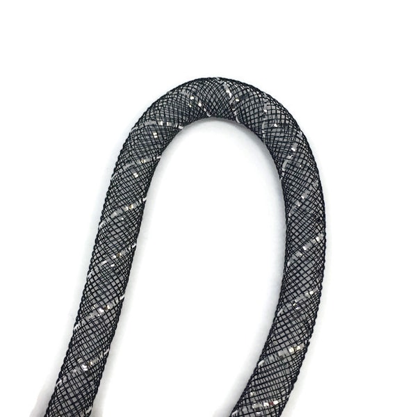 Tube de maille de cordon noir de 8mm, cordon de fil de filet en plastique, tube de maille de nylon, bijoux faisant S 40 262