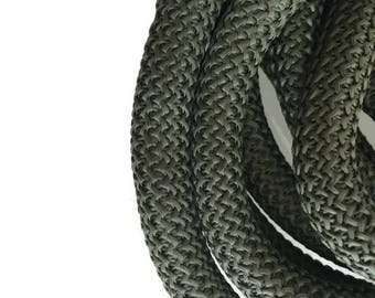 9-10mm Khaki Braided Nautical Paracord, Dark Green Braided Rope Cord, Thick Necklace Rope, Semisoft Climbing Cord, 9-10mm, S 40 205