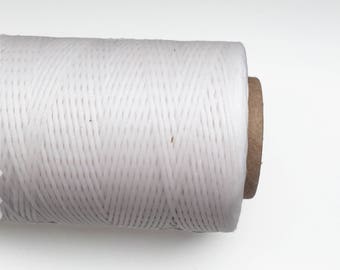 White Waxed Polyester Cord, White Waxed Polyester Thread 1mm 10m - 11yards S 40 216