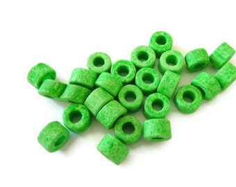 Neon Green ceramic beads  Neon Green  Ceramic Tubes 30 pcs C 10 032