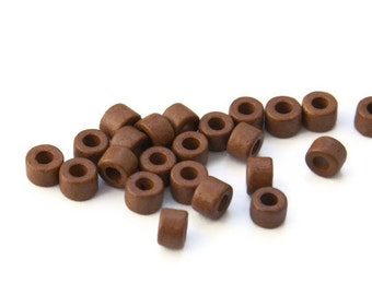 Brown Ceramic Tubes, Brown Ceramic beads, brown greek ceramic beads 30pcs C 10 036