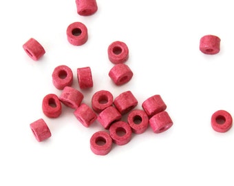 Fuscia Tube ceramic beads Pink ceramic tubes, Fuscia Beads 30pcs-C 10 038