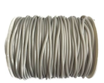 1m Rubber Cord 2mm, Light Grey PVC Cord, Hollow Round Synthetic Rubber S 40 233