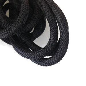 10mm Black Braided Nautical Paracord, Black Braided Rope Cord, Thick Necklace Rope, Semisoft Climbing Cord, 10mm, S 40 152