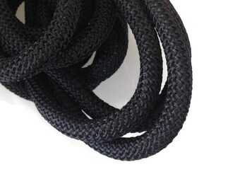 10mm Black Braided Nautical Paracord, Black Braided Rope Cord, Thick Necklace Rope, Semisoft Climbing Cord, 10mm, S 40 152