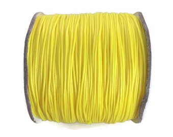 Yellow Korean Wax Cord, Neon Yellow Waxed Polyester Cords 0.8mm Stringing Macrame S 40 225