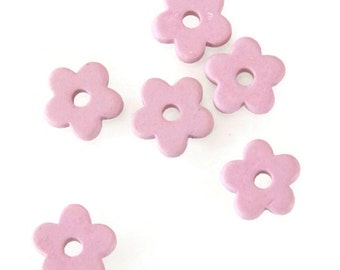 15% OFF 10 Pink Flower Beads,  Floral Beads, Flower Ceramic Beads C 10 259