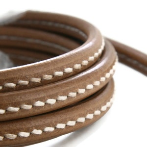Stitched Brown Licorice Leather, Light Brown Licorice Leather Cord, licorice leather, leather cord, thick cord 10 x 6,5mm S 40 030