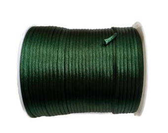 2mm Green Satin Cord, Satin Rattail Cord, Macrame Cord, Knotting Beading Cord 5m - 5.5 yards S 40 179