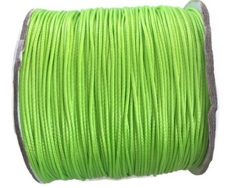 Green Korean Wax Cord, Neon Green Waxed Polyester Cords 0.8mm Stringing Macrame S 40 226