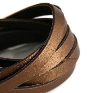 10mm Bronze Flat Leather Cord Metallic Bronze Leather Cord 8inch 20cm S 40 099 Bronze Leather Flat Lace