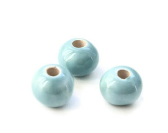 Seafoam Mint Ceramic Beads, Pearlized Round Ceramic Beads, greek ceramic beads 12mm C 10 142